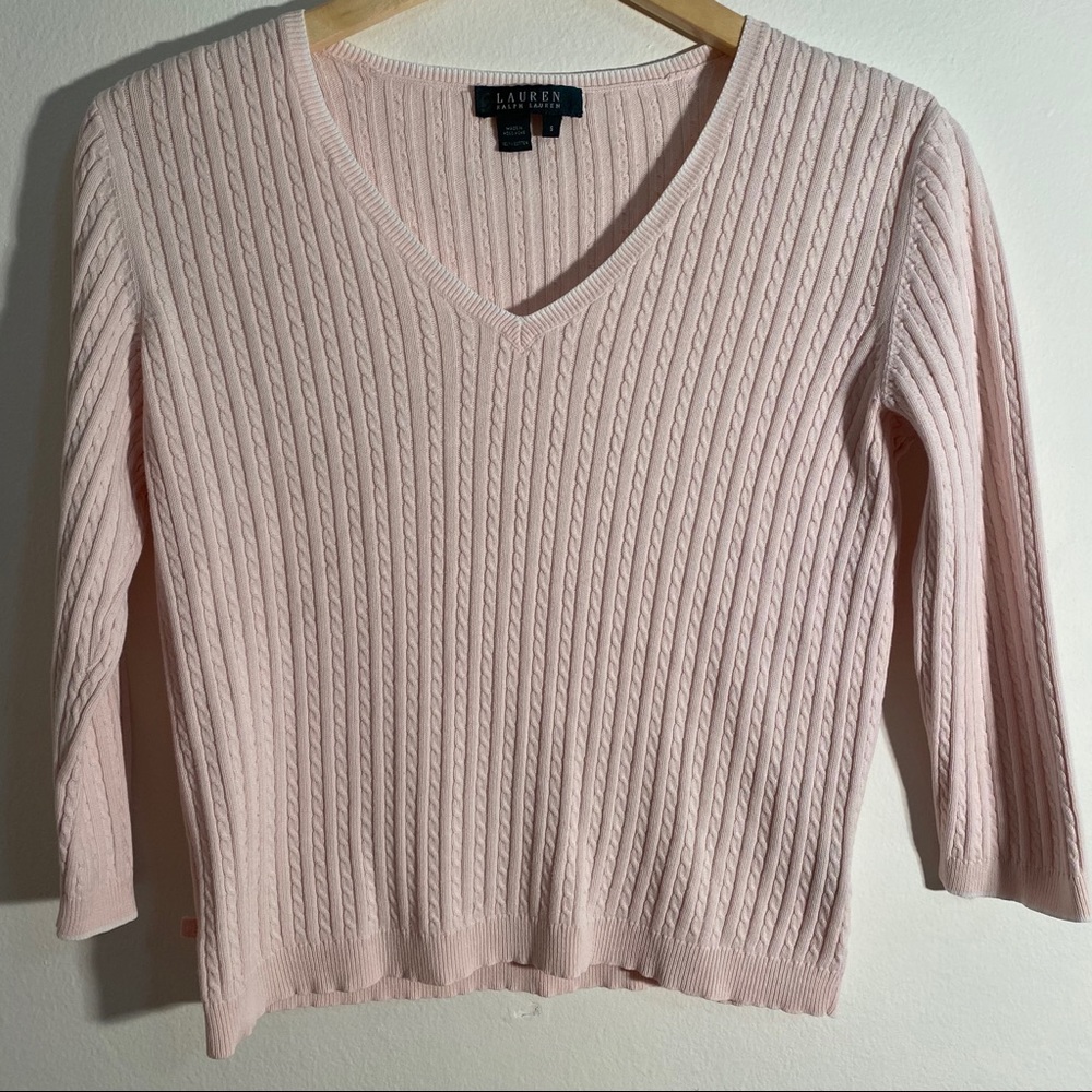 Blush Ralph Lauren V neck sweater 🦩